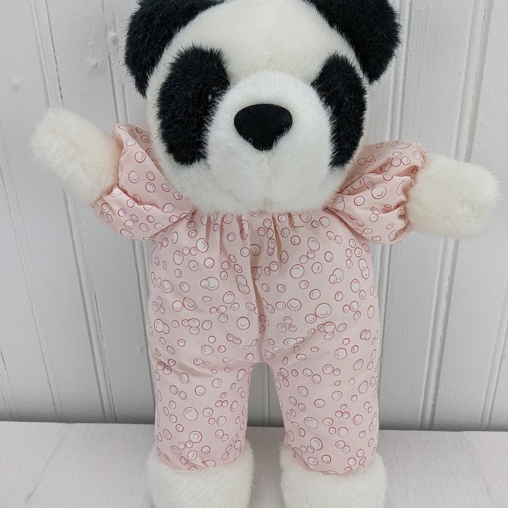 Vintage Hamilton Collection Panda Bear Plush 12" Stuffed Animal Pink Bubble 1992